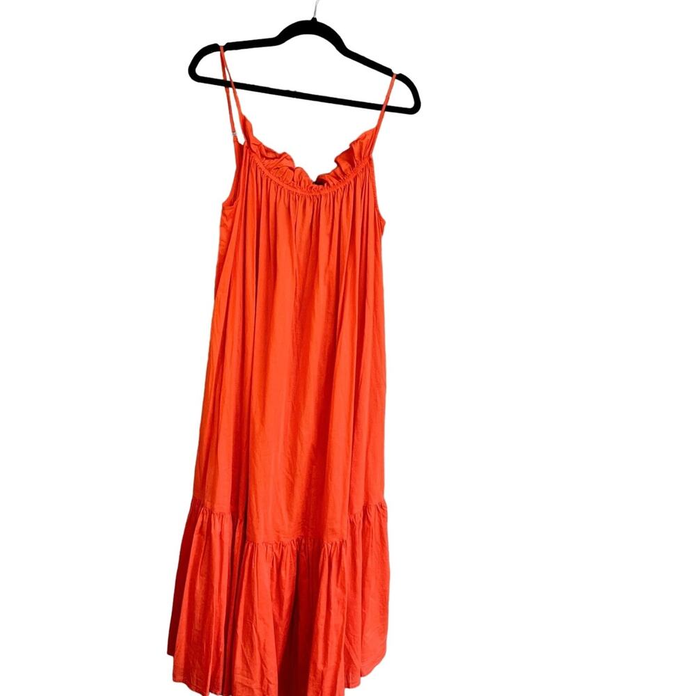 J.Crew Lightweight Ruffle Beach Maxi Dress, Tomato Red, Size S/M, Oversized, EUC